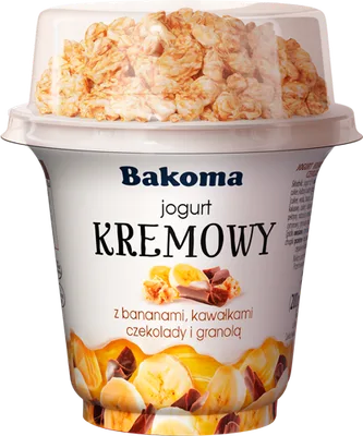 Kremowy Duo Banana com Pedaços de Chocolate e Granola