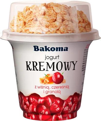 Kremowy Duo Cereja e Ginja com Granola, Bakoma, 230 g