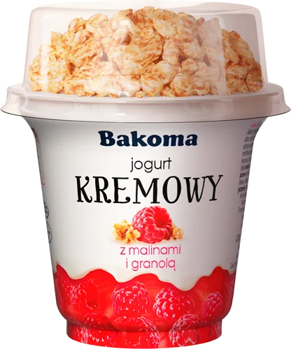 Kremowy Duo Framboesa com Granola, Bakoma, 230 g