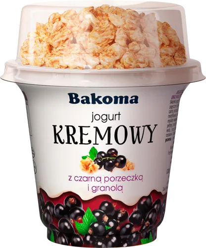 Kremowy Duo Groselha Preta com Granola, Bakoma, 230 g