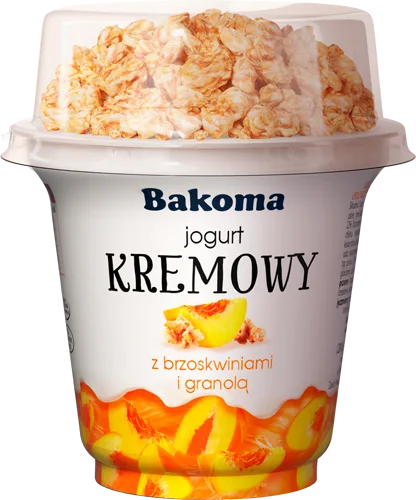 Kremowy Duo Pêssego com Granola, Bakoma, 230 g